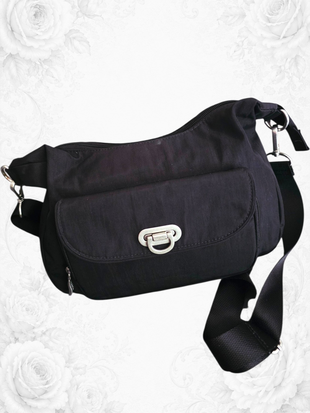Baggallini RFID Satchel Crossbody Bag Black Travel Purse Organizer Handbag